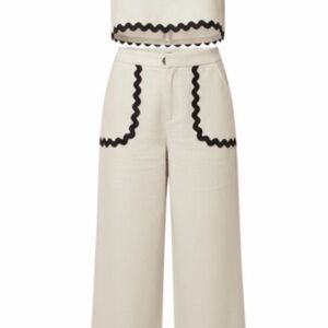 Chic Women's Cream and Black Pantsuit